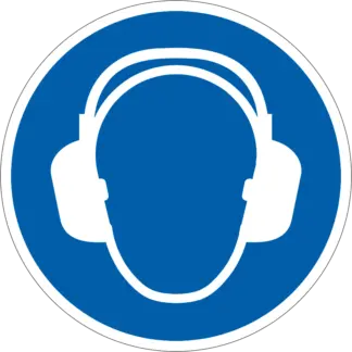 Hallásvédő használata kötelező! matrica (ISO 7010-M003 piktogram)