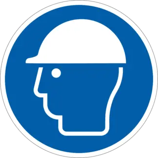 Fejvédő használata kötelező! matrica (ISO 7010-M014 piktogram)