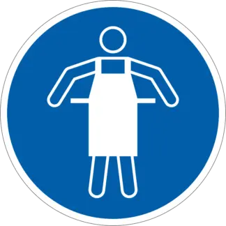 Védőkötény használata kötelező! matrica (ISO 7010-M026 piktogram)