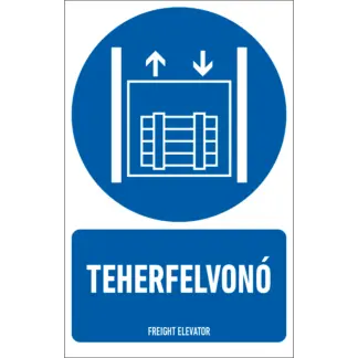 Teherfelvonó matrica / tábla (piktogram + felirat)