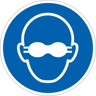 Átlátszatlan szemvédő használata kötelező! matrica (ISO 7010-M007 piktogram)