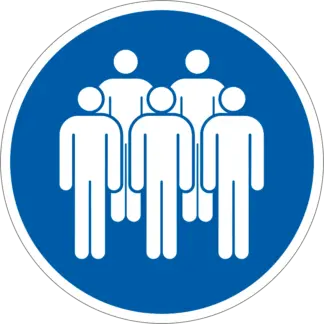 Csoportonként legfeljebb 5 fő megengedett! matrica (piktogram)