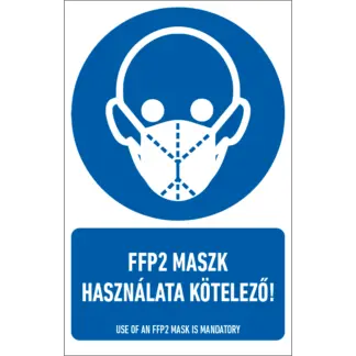 FFP2 maszk használata kötelező! matrica / tábla (piktogram + felirat)
