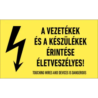 A vezetékek és a készülékek érintése életveszélyes! matrica / tábla