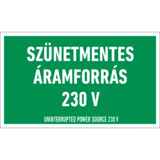 Szünetmentes áramforrás 230 V matrica / tábla