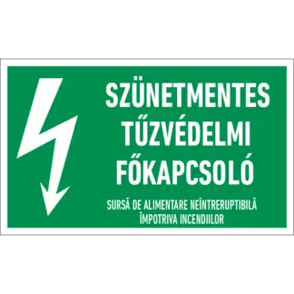 Szünetmentes tűzvédelmi főkapcsoló matrica