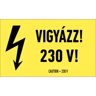 Vigyázz! 230 V! matrica / tábla
