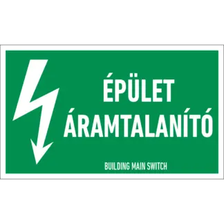 Épület áramtalanító matrica / tábla