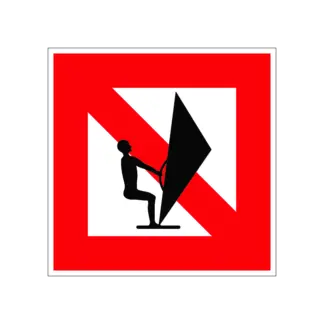 A.17 Vitorlás deszkával közlekedni tilos! hajózási tábla