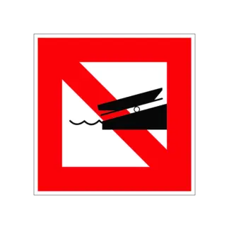 A.19 Hajó vízre bocsátása vagy partra húzása tilos! hajózási tábla