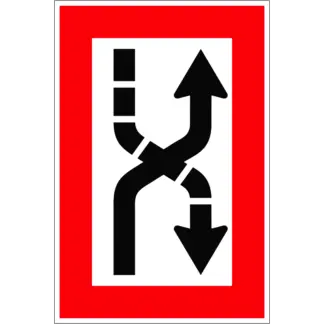 B.4.b Kötelező áthajózás a hajóút jobb oldala felé hajózási tábla