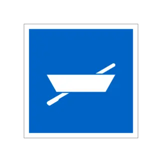 E.19 Evezős hajó közlekedése megengedett hajózási tábla