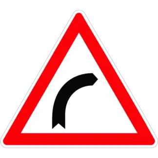 Veszélyes útkanyarulat Jobbra KRESZ közlekedési tábla