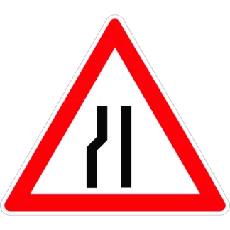 Útszűkület (balról) KRESZ közlekedési tábla