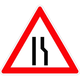 Útszűkület (jobbról) KRESZ közlekedési tábla