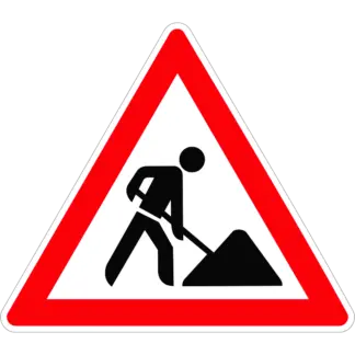 Úton folyó munkák KRESZ közlekedési tábla