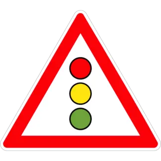 Forgalomirányító fényjelző készülék KRESZ közlekedési tábla