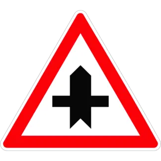 Útkereszteződés alárendelt úttal (1) KRESZ közlekedési tábla