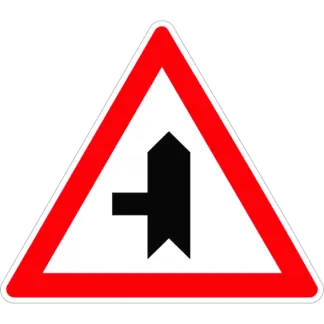Útkereszteződés alárendelt úttal (2) KRESZ közlekedési tábla