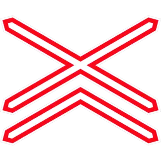 Két- vagy többvágányú vasúti átjáró kezdete (fekvő) KRESZ közlekedési tábla