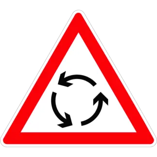 Körforgalom előjelzése KRESZ közlekedési tábla