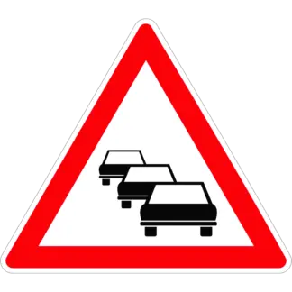 Forgalmi torlódás KRESZ közlekedési tábla