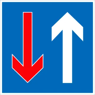 Elsőbbség a szembejövő forgalommal szemben KRESZ közlekedési tábla