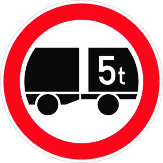 Pótkocsi össztömeg-korlátozás KRESZ közlekedési tábla