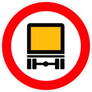 Veszélyes anyagot szállító járművel behajtani tilos! KRESZ közlekedési tábla