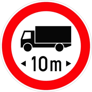 Hosszúságkorlátozás KRESZ közlekedési tábla