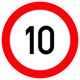 Sebességkorlátozás 10 km/h KRESZ közlekedési tábla