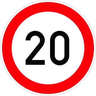 Sebességkorlátozás 20 km/h KRESZ közlekedési tábla