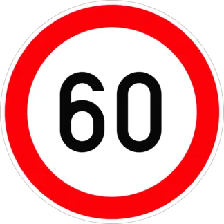 Sebességkorlátozás 60 km/h KRESZ közlekedési tábla