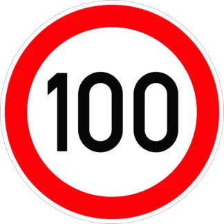 Sebességkorlátozás 100 km/h KRESZ közlekedési tábla