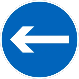 Kötelező haladási irány (balra) KRESZ közlekedési tábla