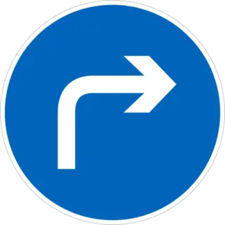 Kötelező haladási irány (megtört jobb) KRESZ közlekedési tábla