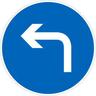 Kötelező haladási irány (megtört bal) KRESZ közlekedési tábla