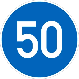 Kötelező legkisebb sebesség KRESZ közlekedési tábla