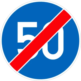 Kötelező legkisebb sebesség vége KRESZ közlekedési tábla