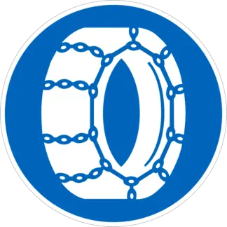 Hólánc használata kötelező! KRESZ közlekedési tábla