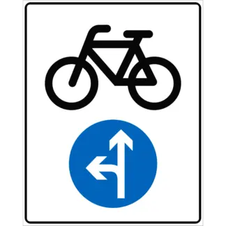Kötelező haladási irány kerékpárosoknak KRESZ közlekedési tábla