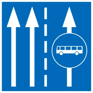 Autóbusz-forgalmi sáv kezdete KRESZ közlekedési tábla