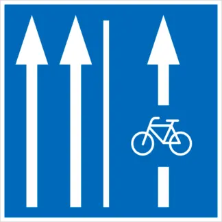 Kerékpársáv kezdete KRESZ közlekedési tábla