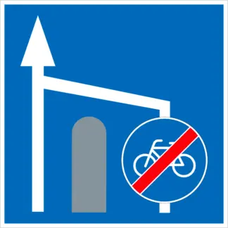 Kerékpárút végének előjelzése KRESZ közlekedési tábla