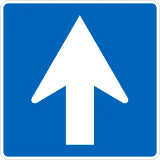 Egyirányú forgalmi út (1) KRESZ közlekedési tábla