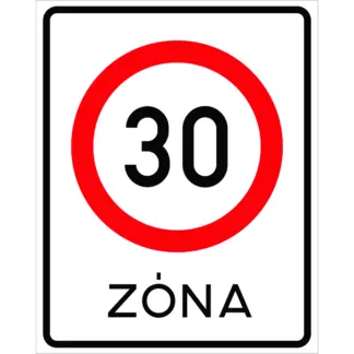 Korlátozott sebességű övezet KRESZ közlekedési tábla