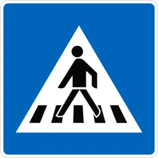 Kijelölt gyalogos átkelőhely KRESZ közlekedési tábla