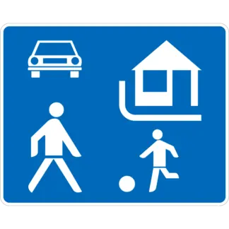 Lakó-pihenő övezet KRESZ közlekedési tábla