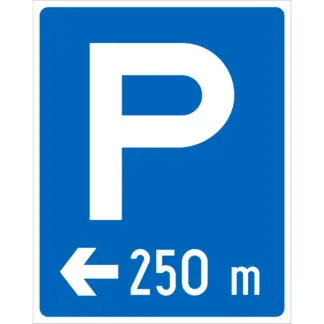 Várakozóhely előjelzése KRESZ közlekedési tábla