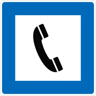 Távbeszélő állomás KRESZ közlekedési tábla